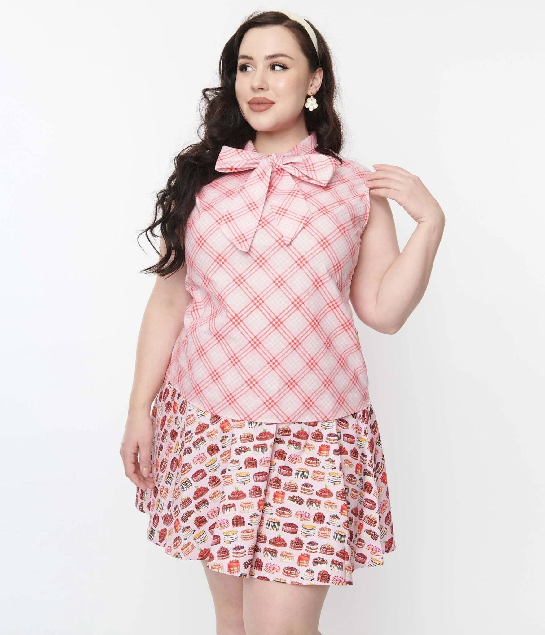 Retrolicious Pink Plaid Bow Top sold by Unique Vintage product image thumbnail 4