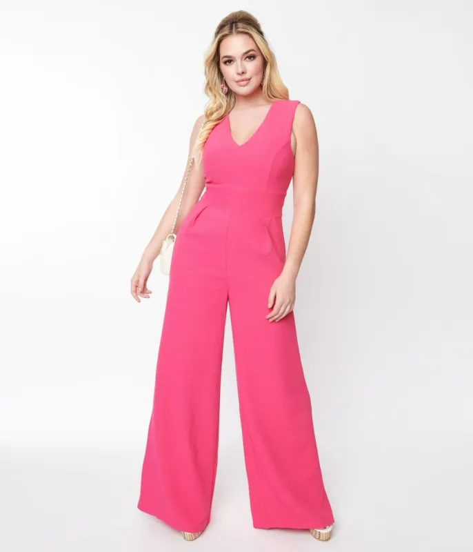 Hot Pink Wide Leg Kiara Jumpsuit sold by Unique Vintage