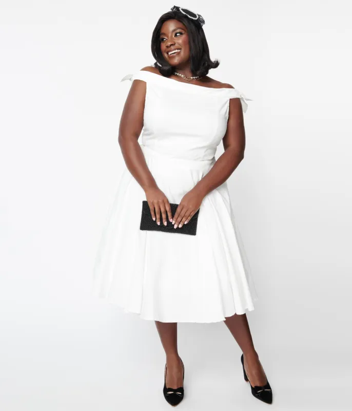 Plus Size Ivory Bridal Jessica Swing Dress made by Unique Vintage