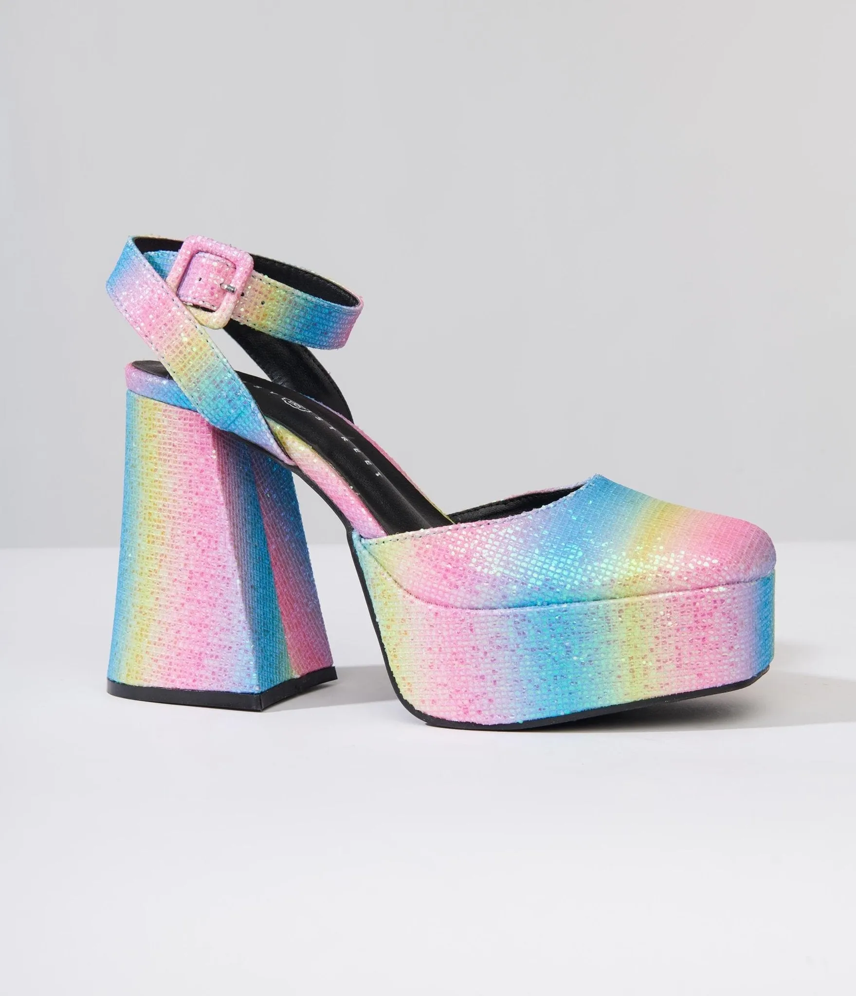 Rainbow Glitter Chunky Platform Heels sold by Unique Vintage product image thumbnail 5