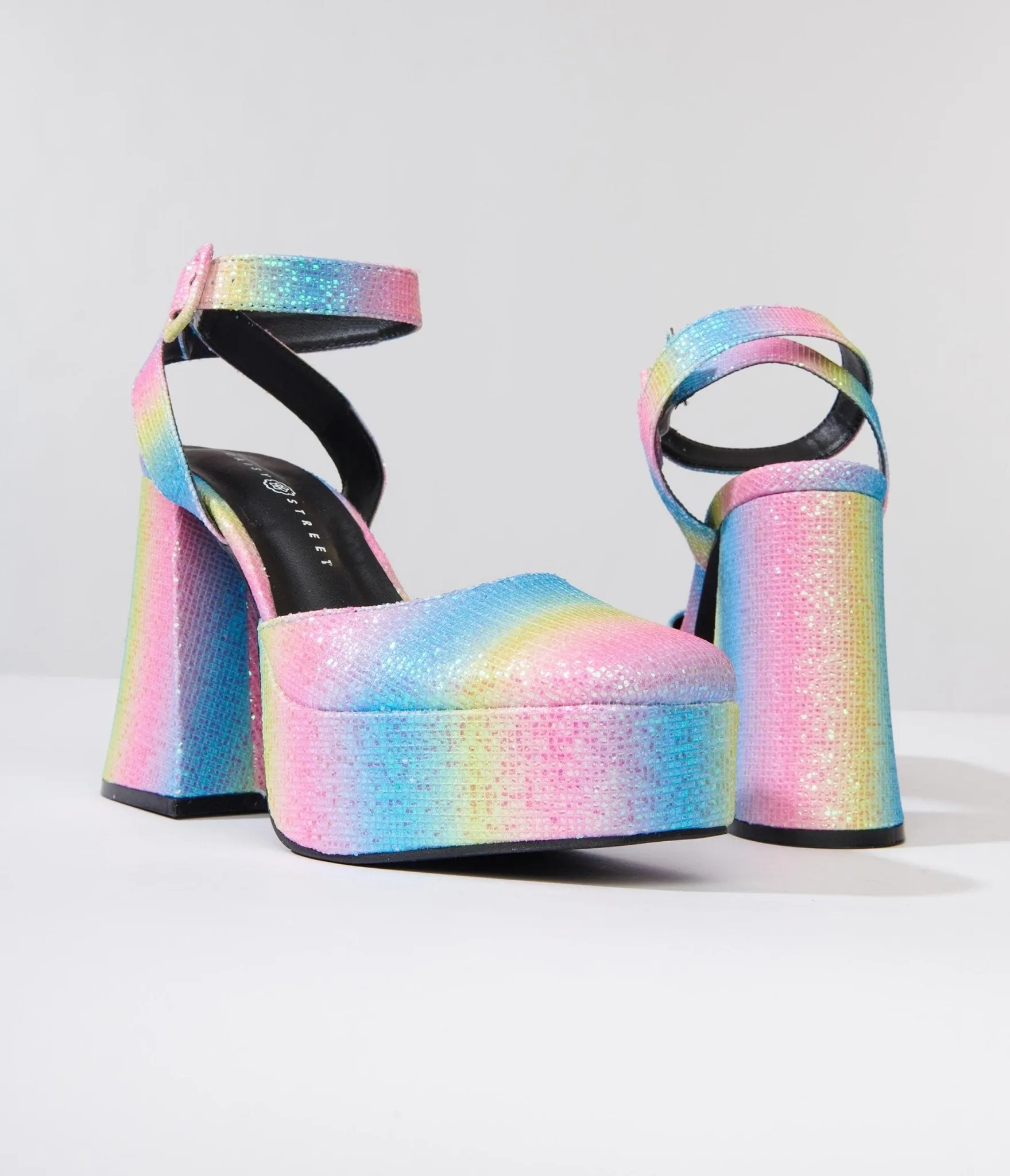 Rainbow Glitter Chunky Platform Heels sold by Unique Vintage product image thumbnail 4