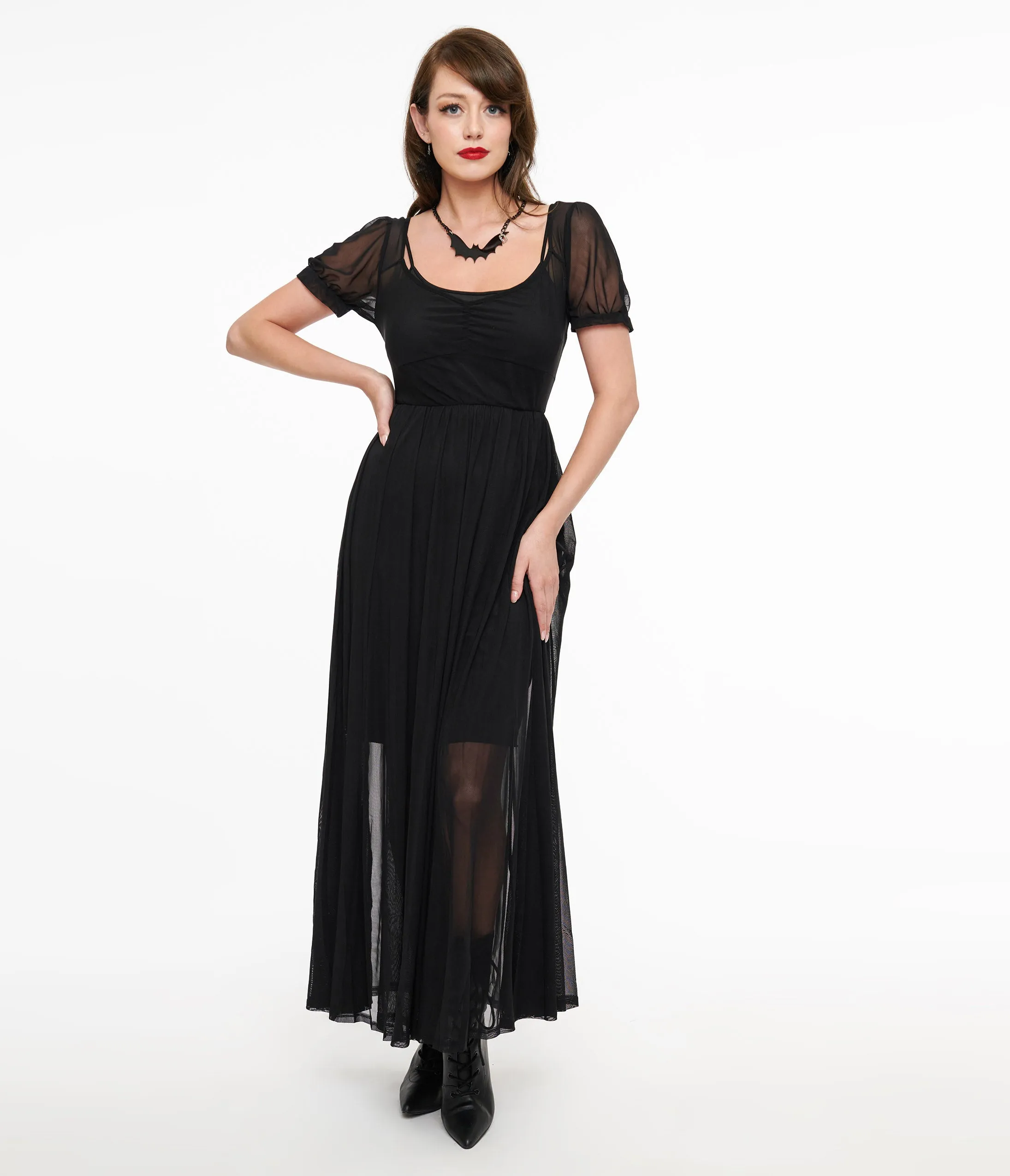 Foxblood Black Sheer Mesh Lily Maxi Dress sold by Unique Vintage product image thumbnail 3