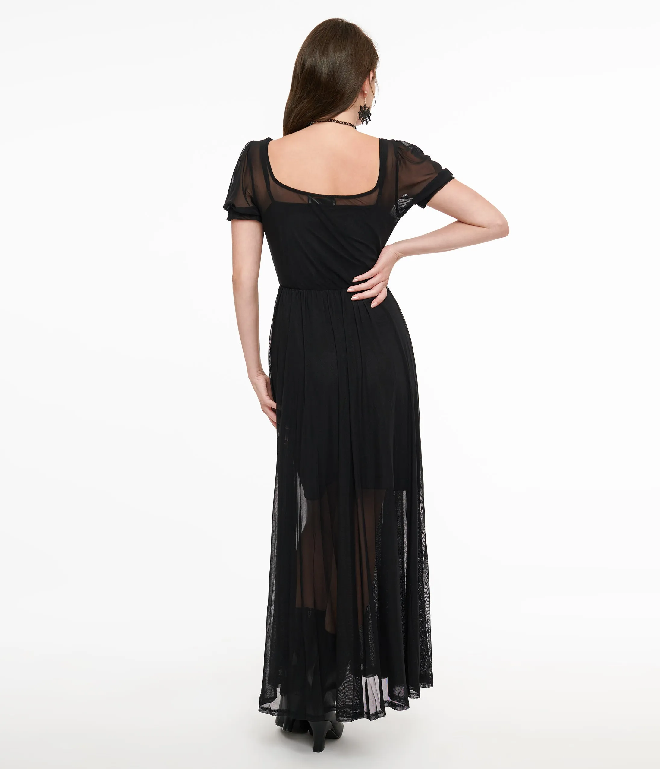 Foxblood Black Sheer Mesh Lily Maxi Dress sold by Unique Vintage product image thumbnail 2