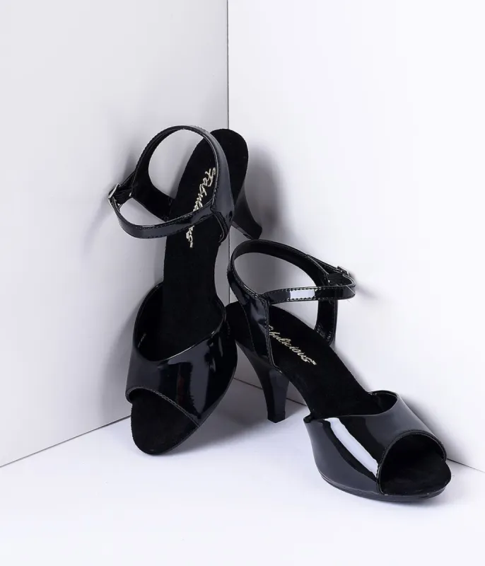 Black Patent Leather Belle Sandal Pump sold by Unique Vintage