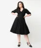 Unique Vintage Plus Size Black Delores Swing Dress with Sleeves sold by Unique Vintage