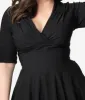 Unique Vintage Plus Size Black Delores Swing Dress with Sleeves sold by Unique Vintage
