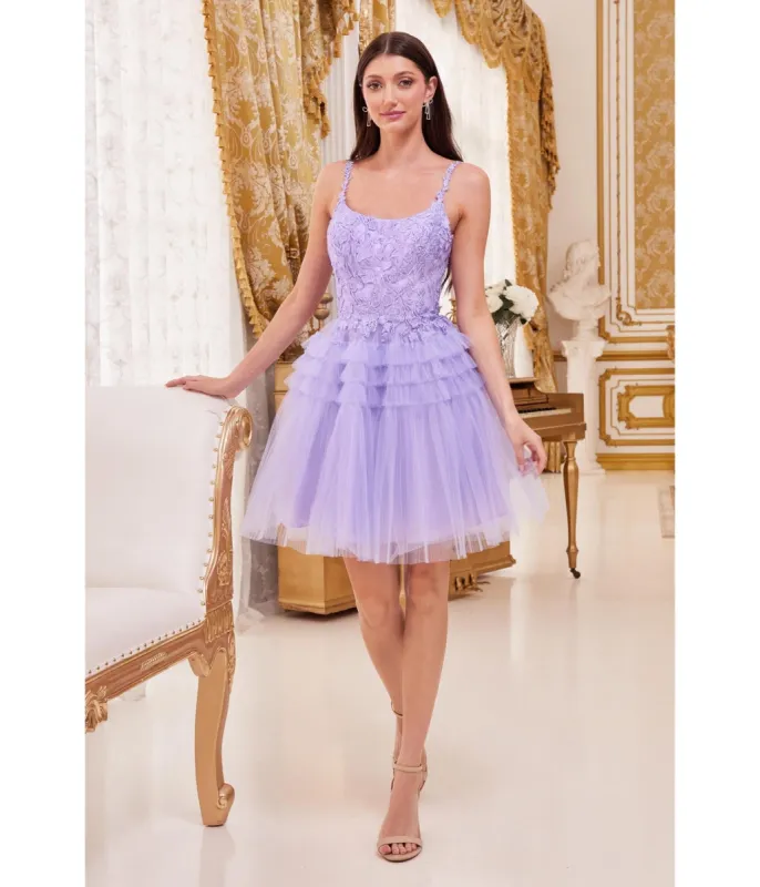 Cinderella Divine  Lavender Floral Applique & Tiered Tulle Cocktail Dress sold by Unique Vintage