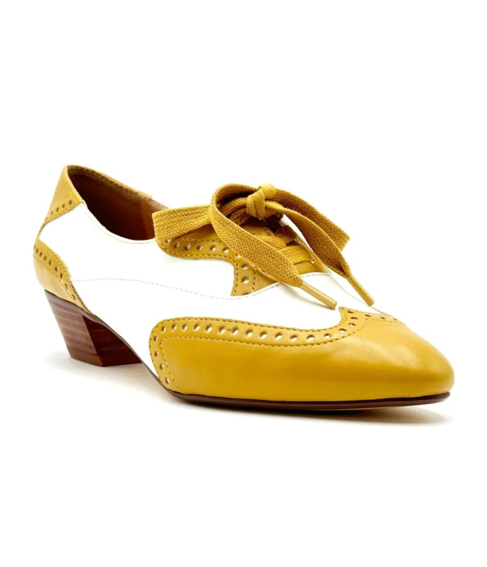 Chelsea Crew 1950's Mustard & White Demi Oxford Saddle Shoes sold by Unique Vintage