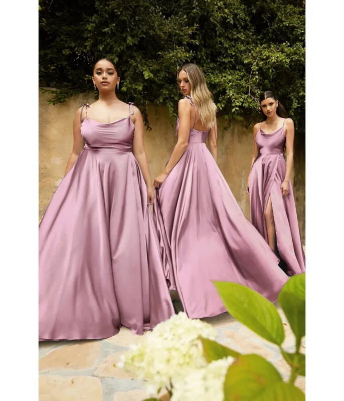 Cinderella Divine  Mauve Liquid Satin Prom Gown sold by Unique Vintage