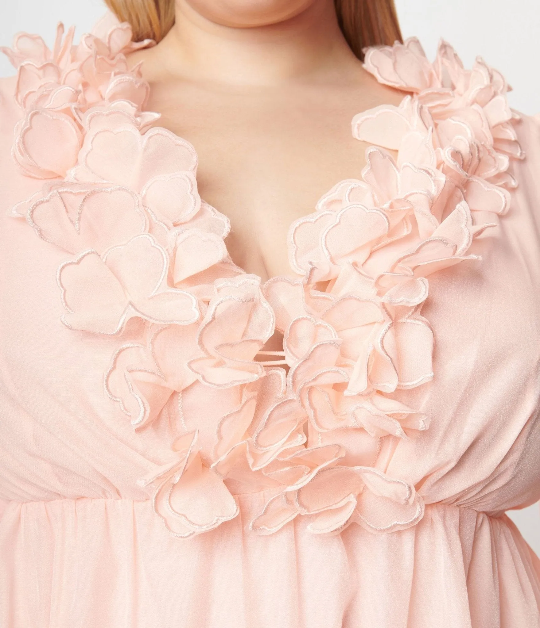 Peach Ruffled Maxi Dress sold by Unique Vintage product image thumbnail 2