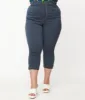Unique Vintage Plus Size Denim Mushroom & Daisy Embroidered Rachelle Capri Pants sold by Unique Vintage