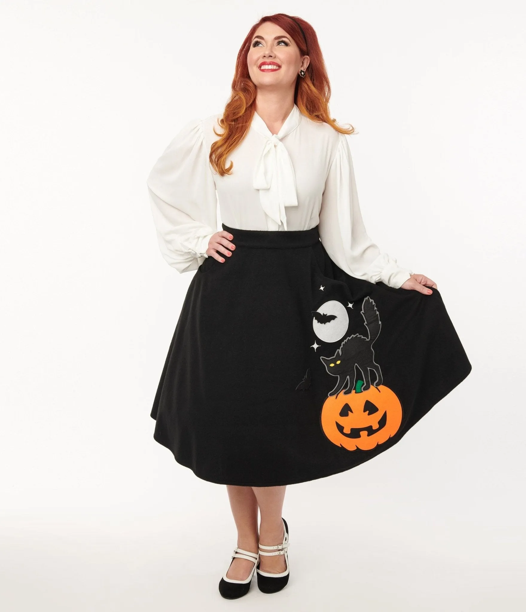 Unique Vintage Black Halloween Music Box Soda Shop Swing Skirt sold by Unique Vintage product image thumbnail 5