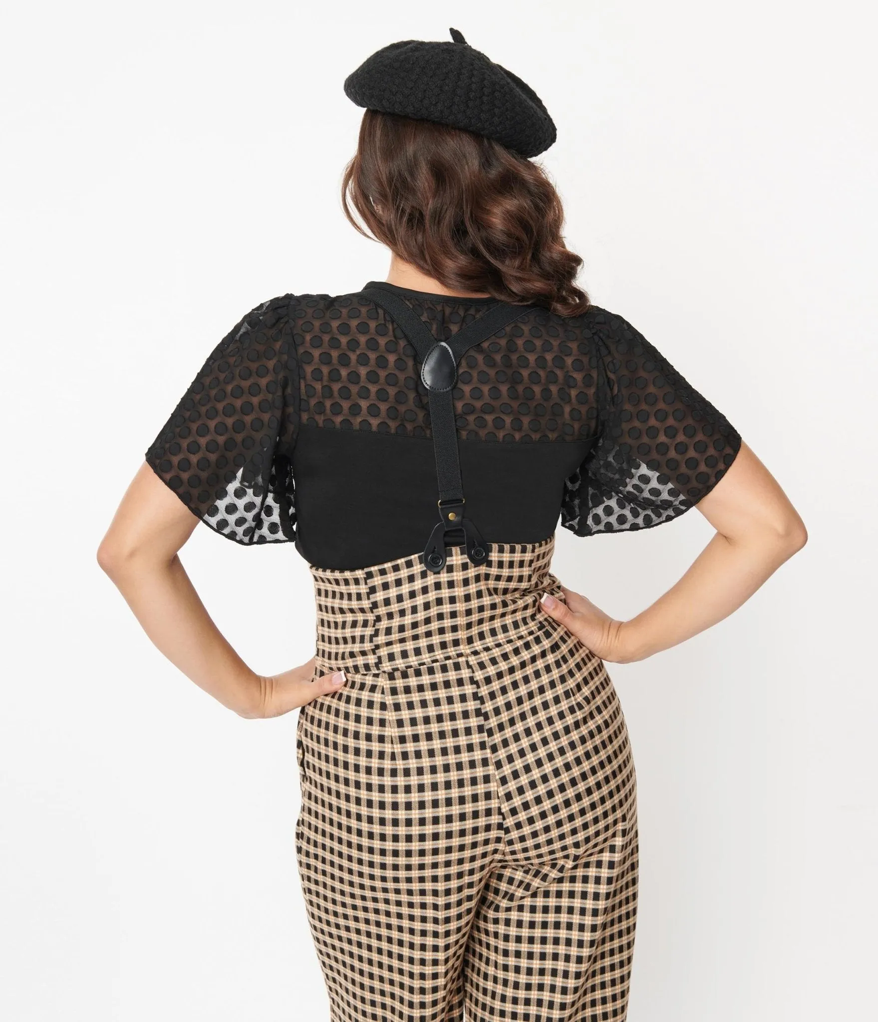 Unique Vintage Black Clip Dot Flutter Sleeve Top sold by Unique Vintage product image thumbnail 2