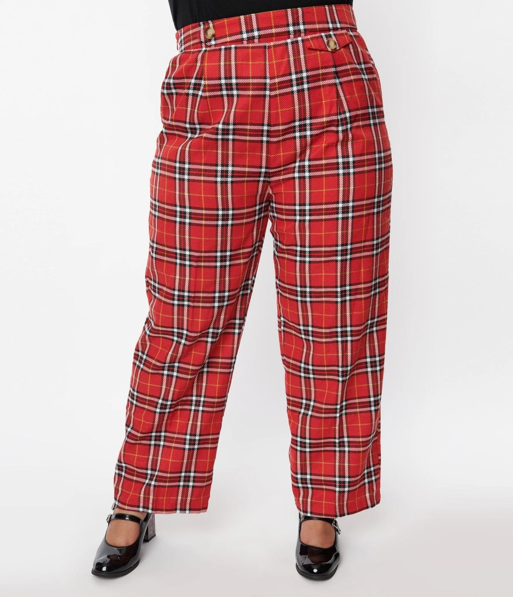 Red Tartan Plaid Pants sold by Unique Vintage product image thumbnail 2