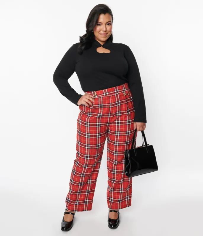 Red Tartan Plaid Pants sold by Unique Vintage