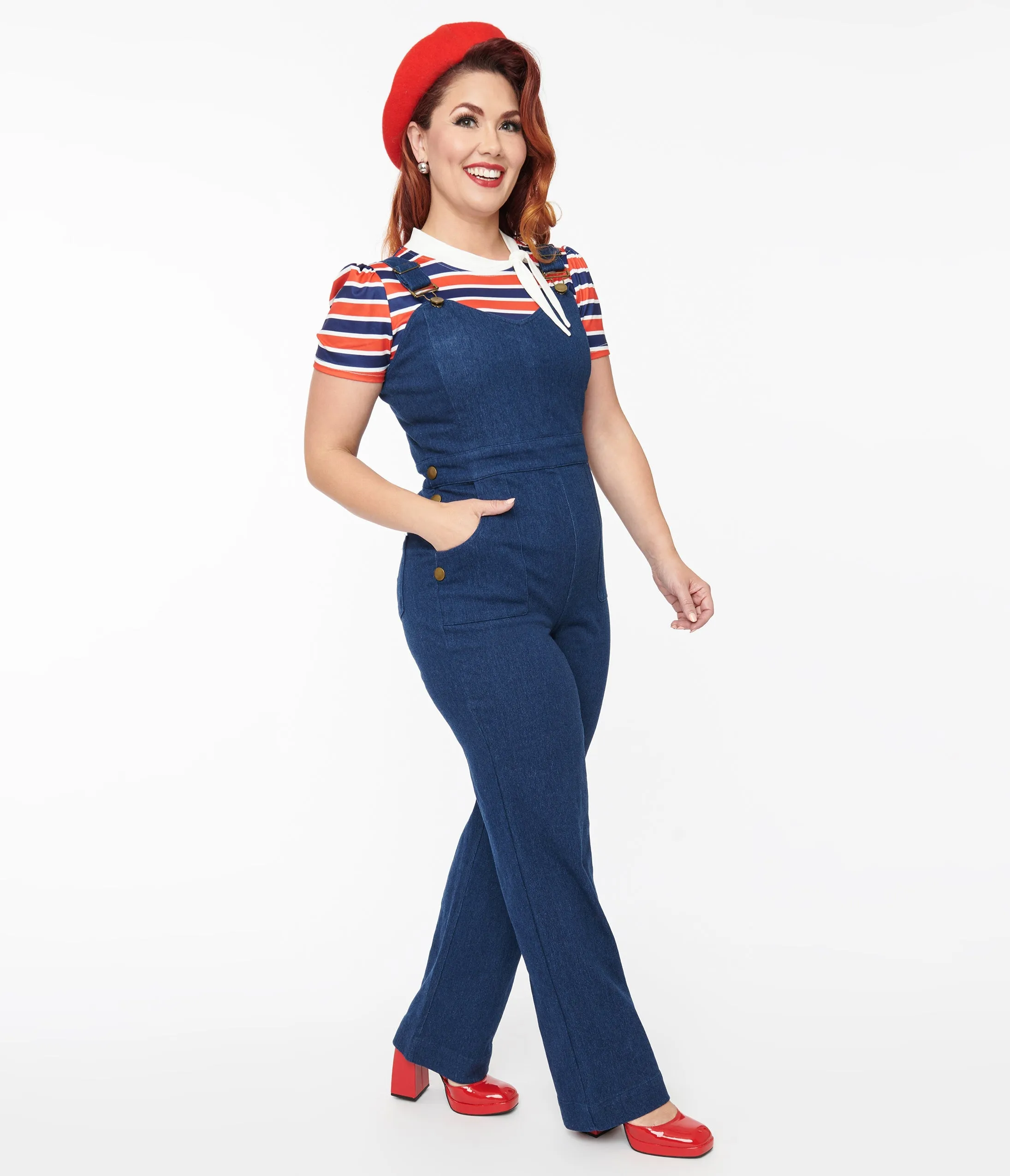 Unique Vintage Denim Wide Leg Overalls sold by Unique Vintage