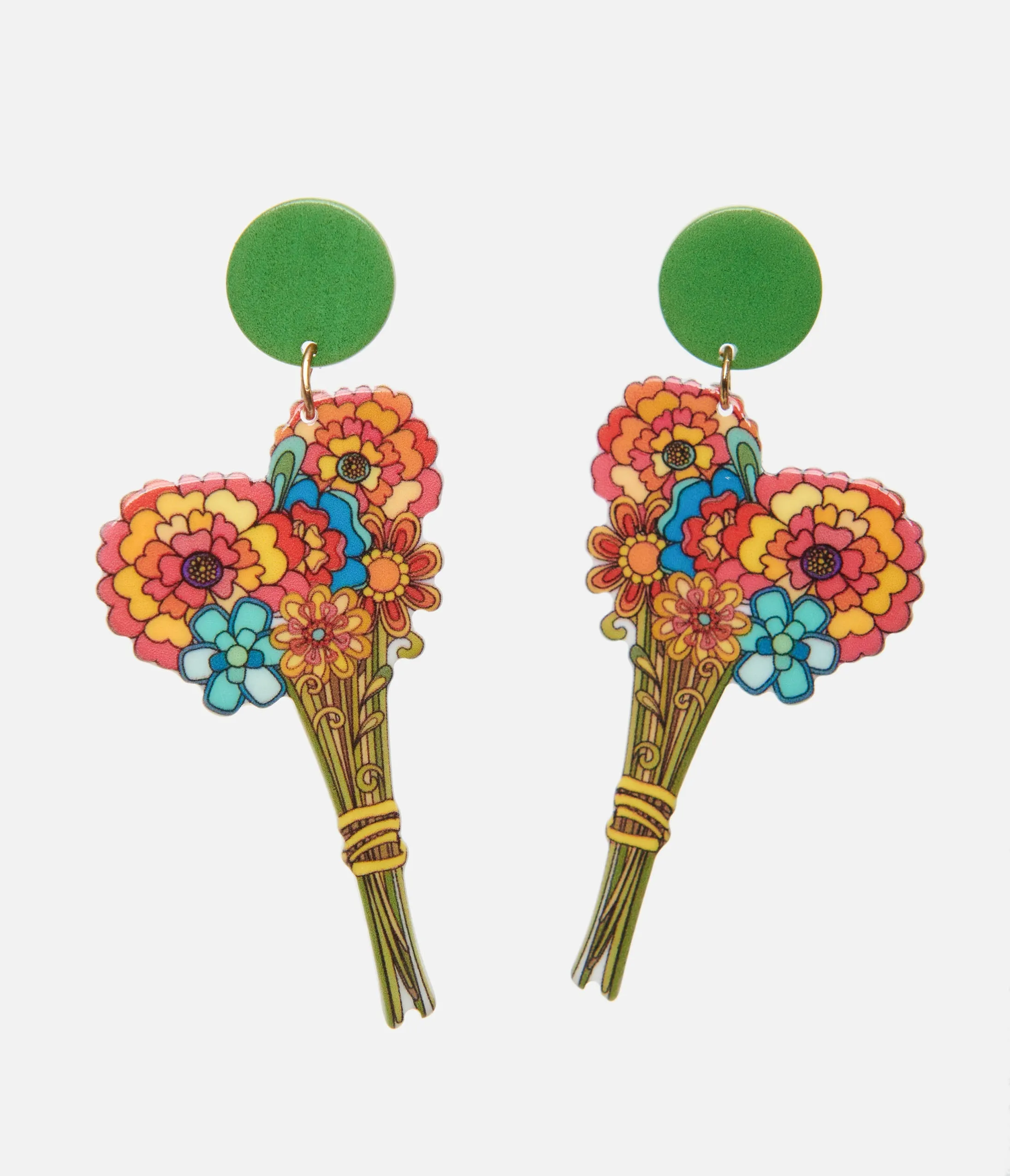 1970s Rainbow Flower Bouquet Earrings sold by Unique Vintage