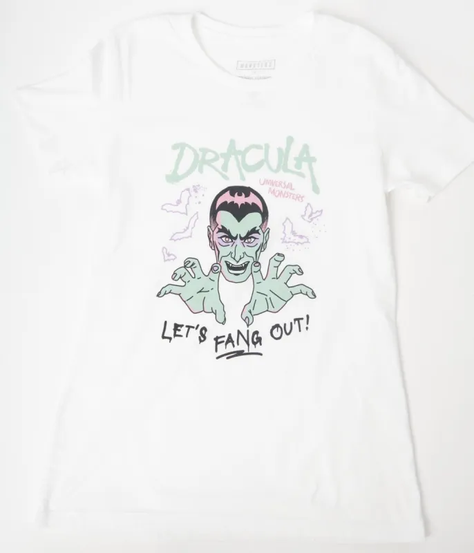 Universal Monsters x Unique Vintage White Let's Fang Out Fitted Tee sold by Unique Vintage