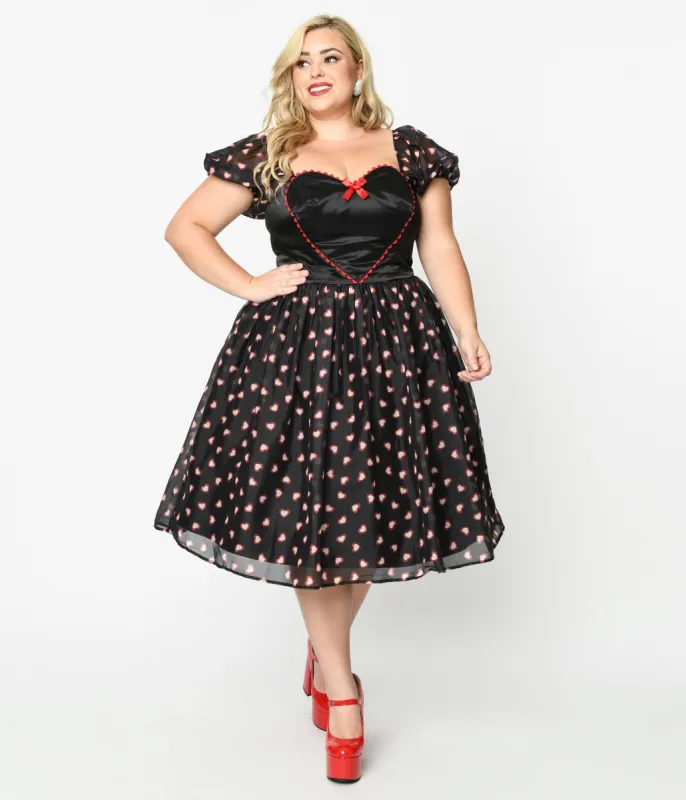 Unique Vintage Plus Size Black Cupid's Lover Swing Dress sold by Unique Vintage