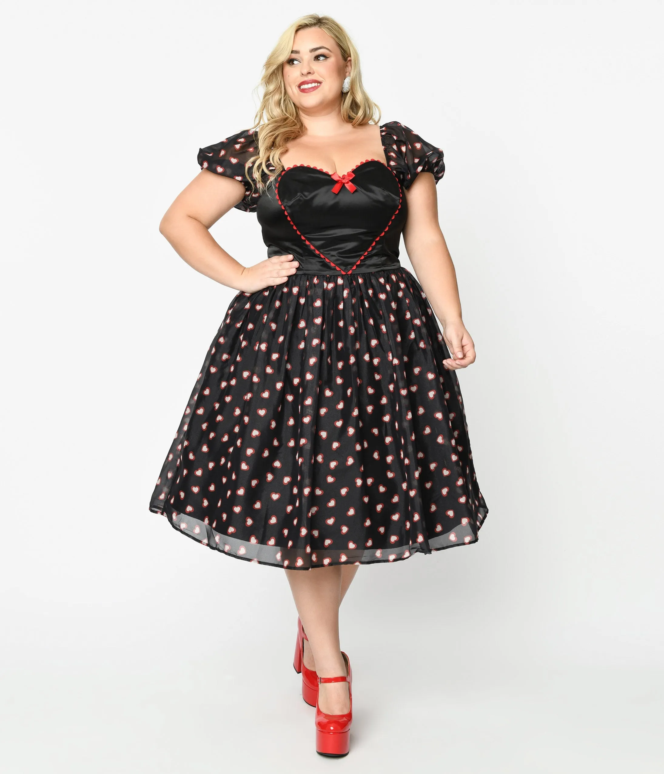 Unique Vintage Plus Size Black Cupid's Lover Swing Dress sold by Unique Vintage