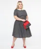 Plus Size 1950s Black & White Polka Dot Brielle Swing Dress sold by Unique Vintage