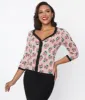 Unique Vintage Pink & Cherry Hearts Cardigan sold by Unique Vintage