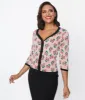 Unique Vintage Pink & Cherry Hearts Cardigan sold by Unique Vintage