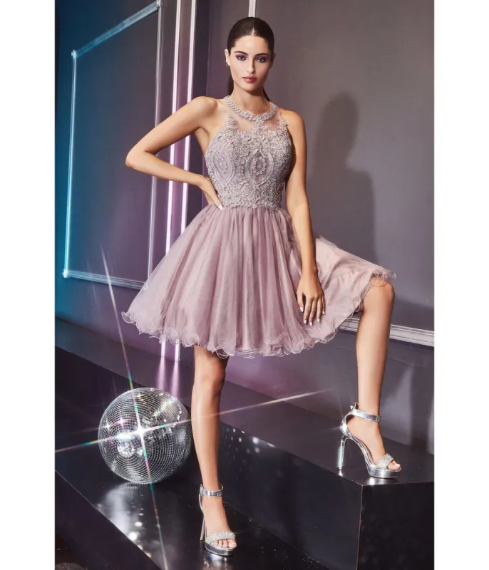 Cinderella Divine  Mauve Beaded Lace Ballerina Homecoming Dress sold by Unique Vintage