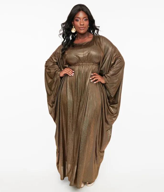 Smak Parlour 1970s Metallic Gold Batwing Caftan sold by Unique Vintage