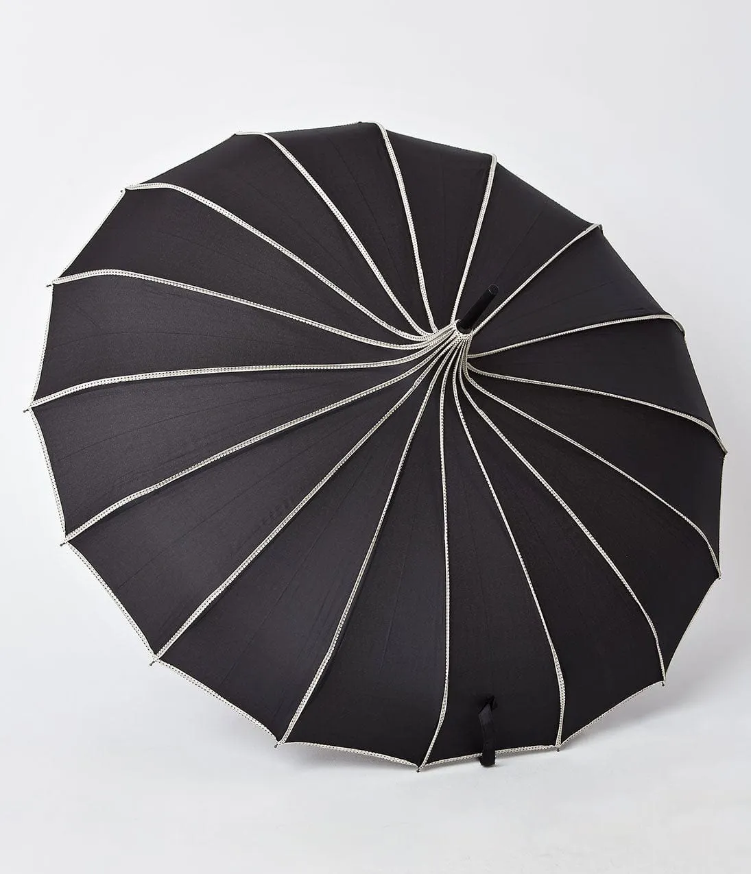 Unique Vintage Black & Polka Dot Tan Princess Pagoda Umbrella sold by Unique Vintage product image thumbnail 3