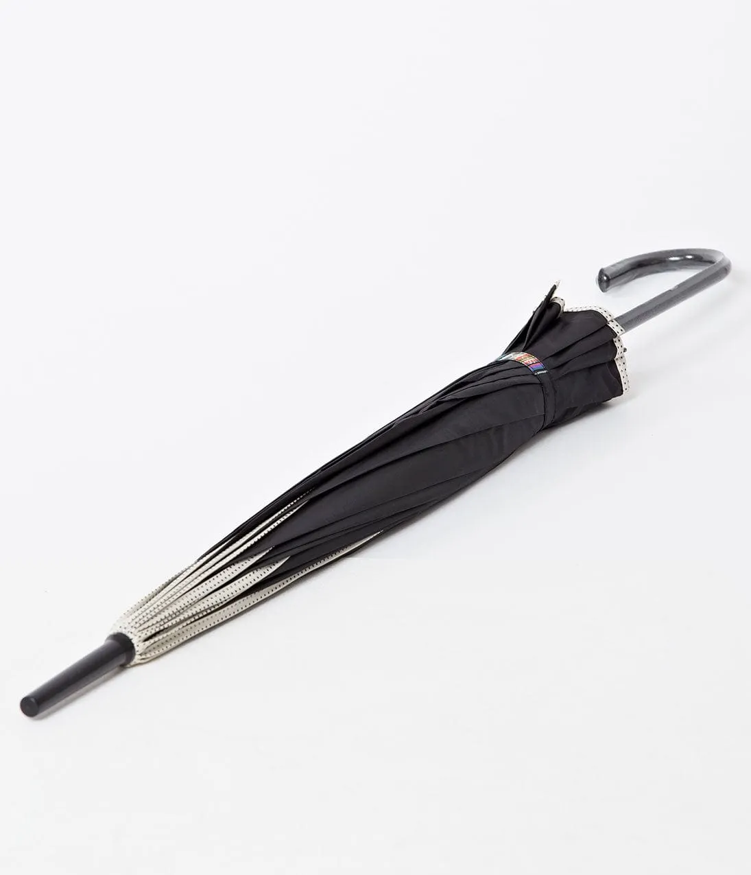 Unique Vintage Black & Polka Dot Tan Princess Pagoda Umbrella sold by Unique Vintage product image thumbnail 4