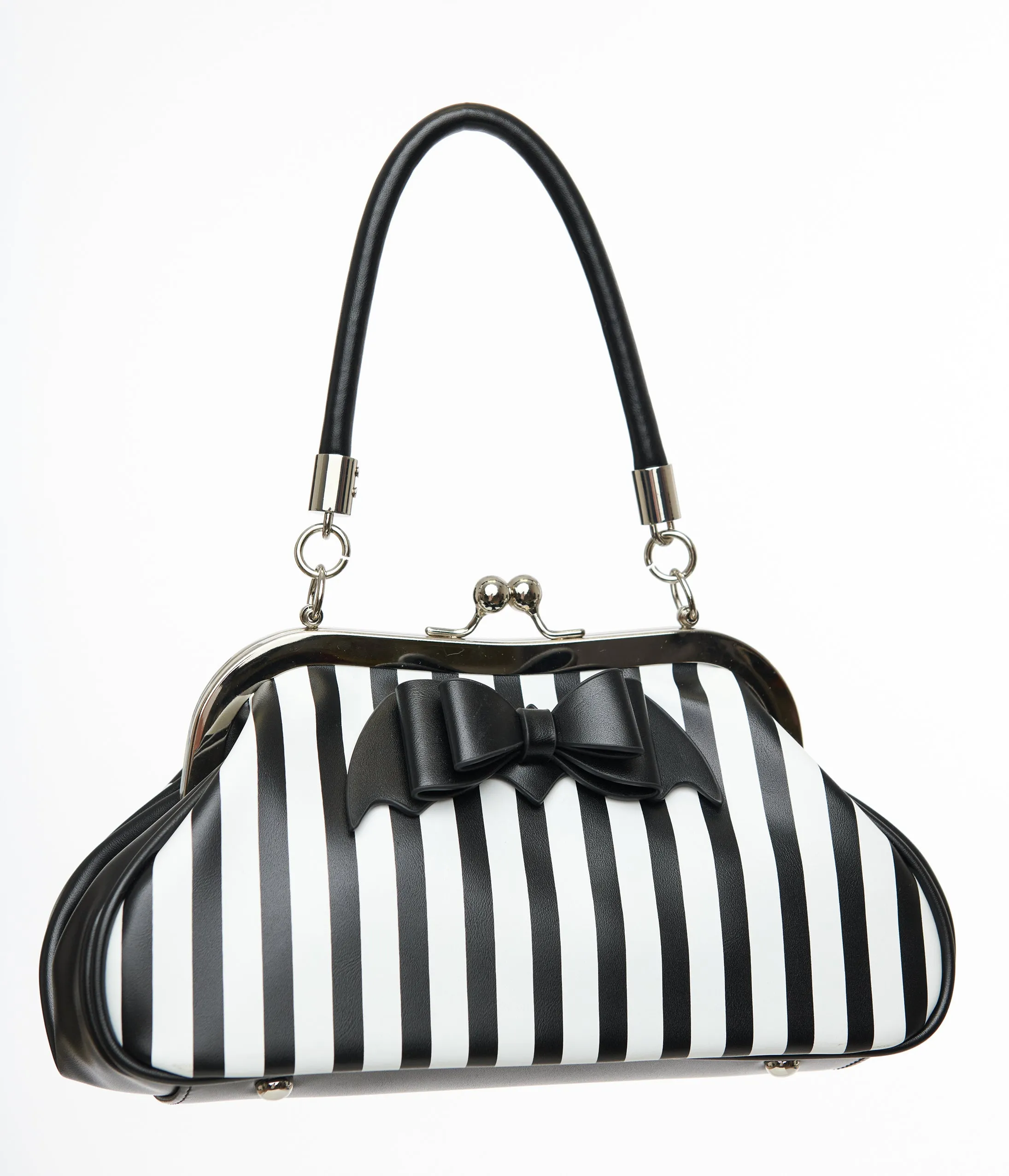 Black & White Striped Bat Bow Handbag sold by Unique Vintage