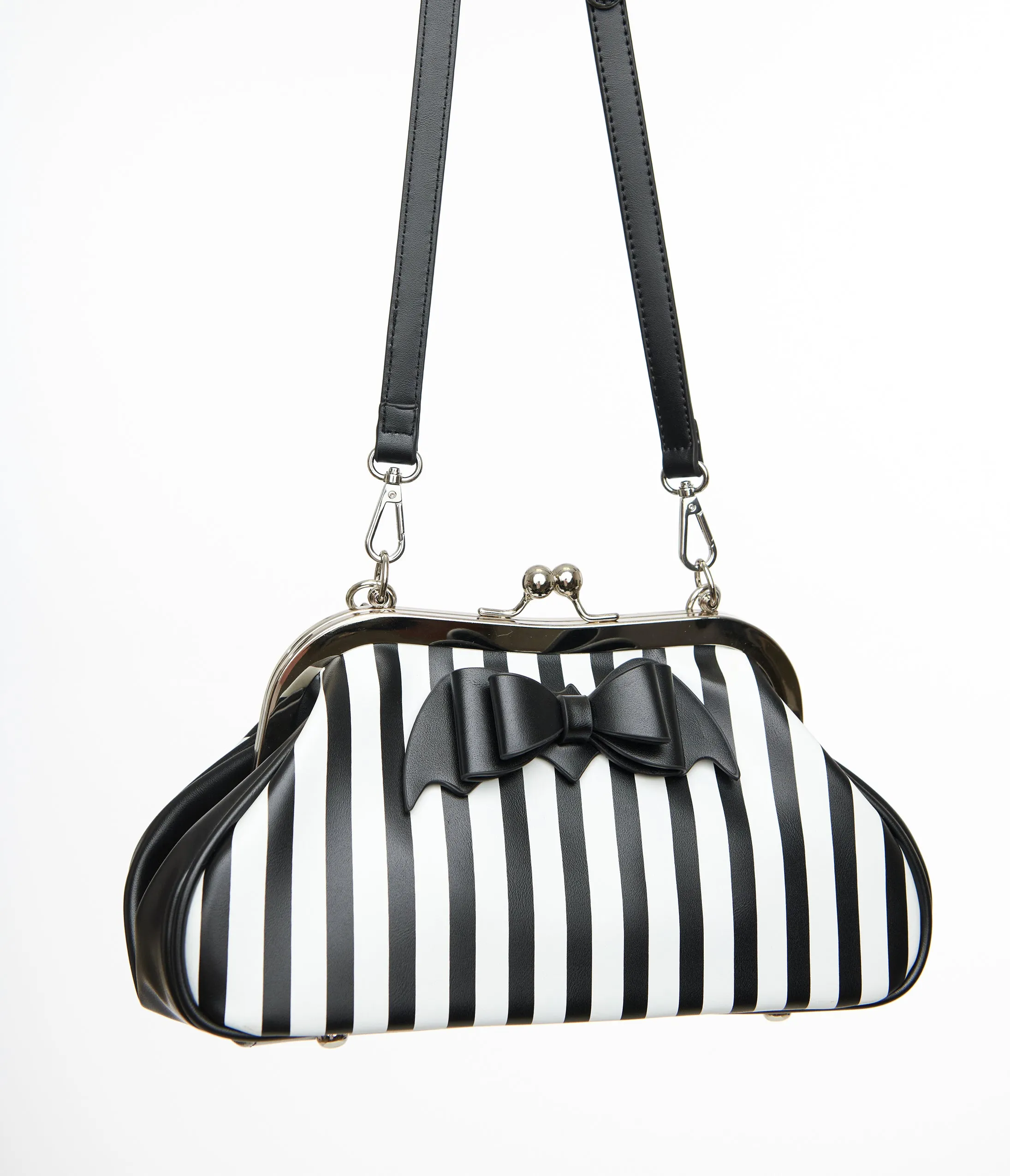 Black & White Striped Bat Bow Handbag sold by Unique Vintage product image thumbnail 3