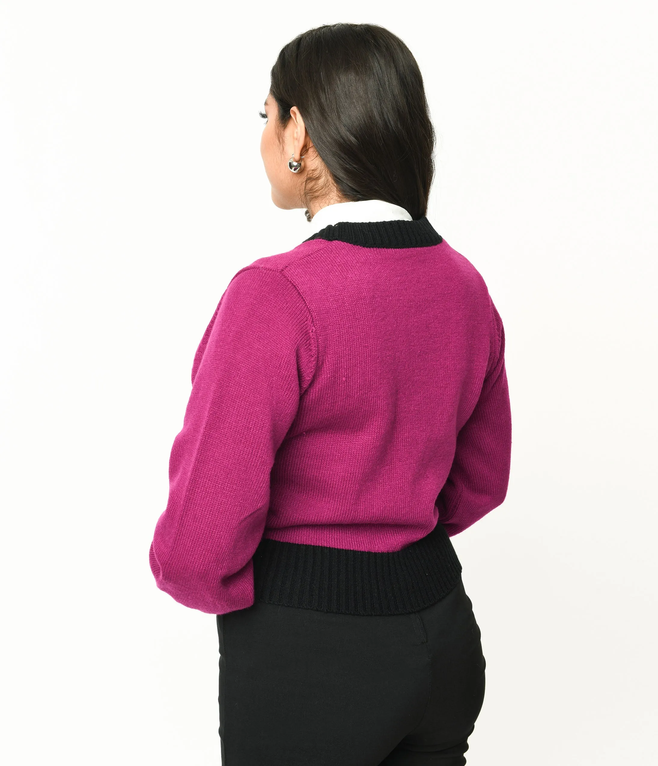 Unique Vintage 1950s Purple Butterfly Sweater Cardigan sold by Unique Vintage product image thumbnail 3