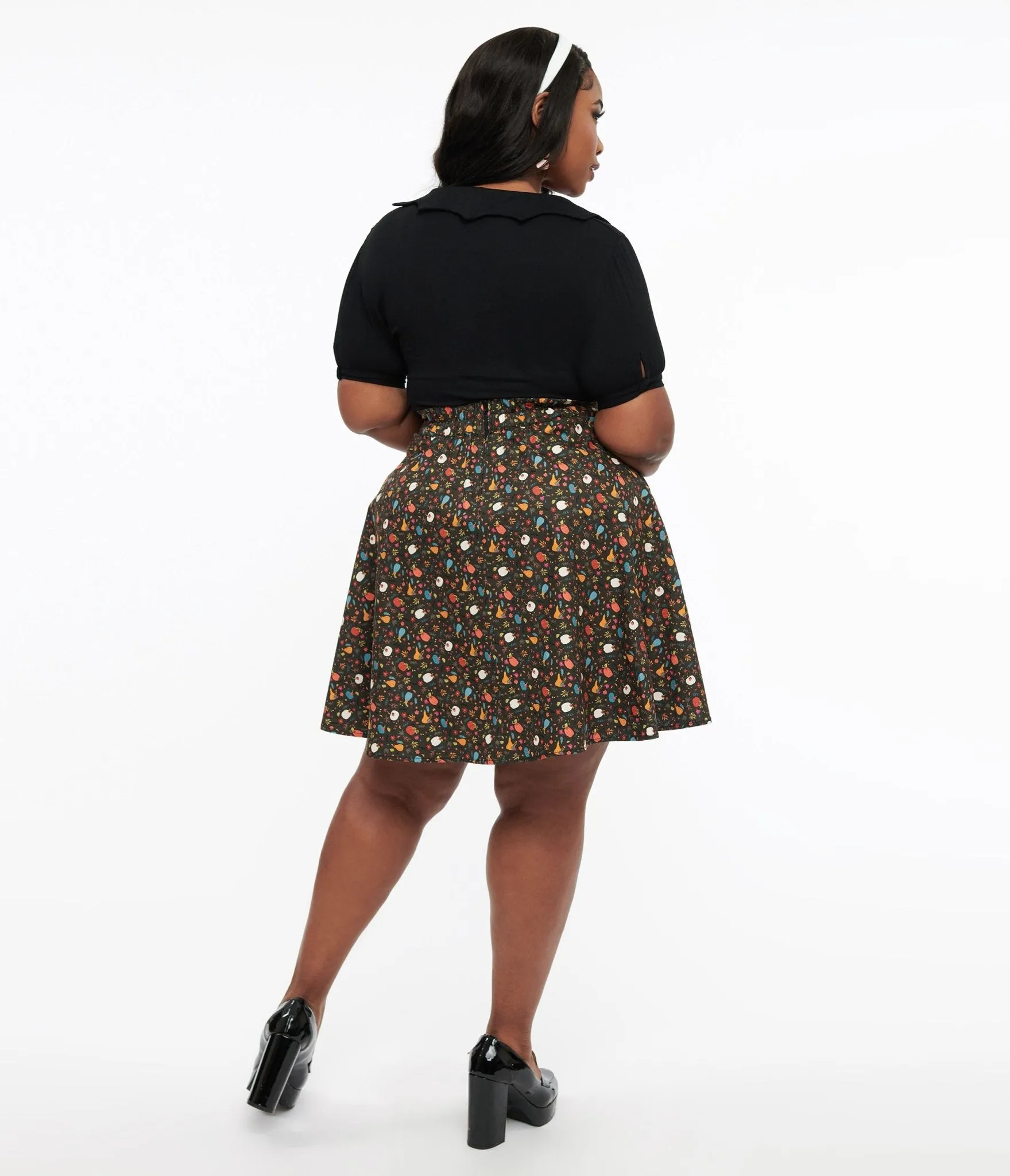 Retrolicious 1950s Plus Size Black Pumpkin Print Skater Skirt sold by Unique Vintage product image thumbnail 3