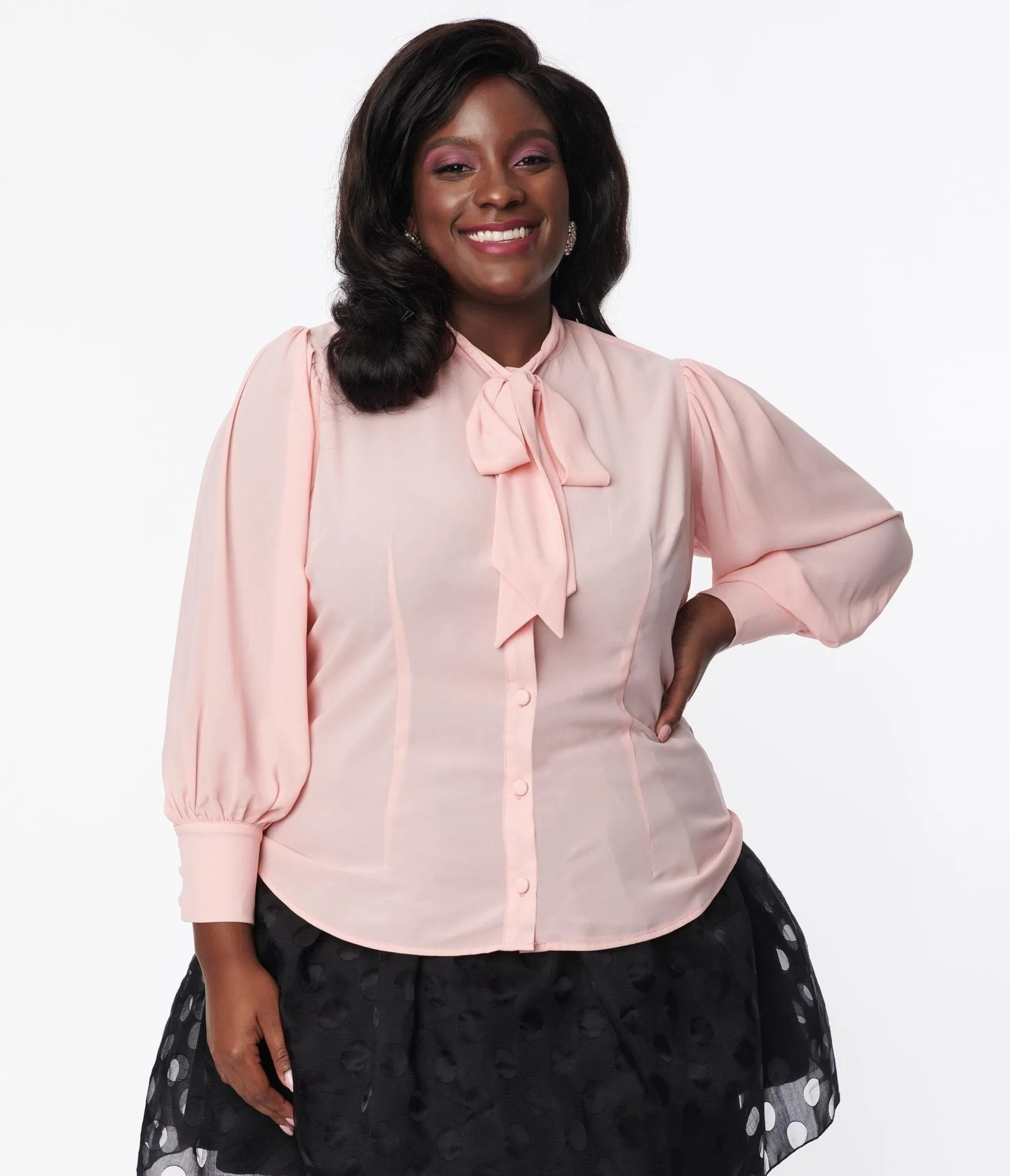 Unique Vintage Plus Size Light Pink Gwen Blouse sold by Unique Vintage product image thumbnail 5