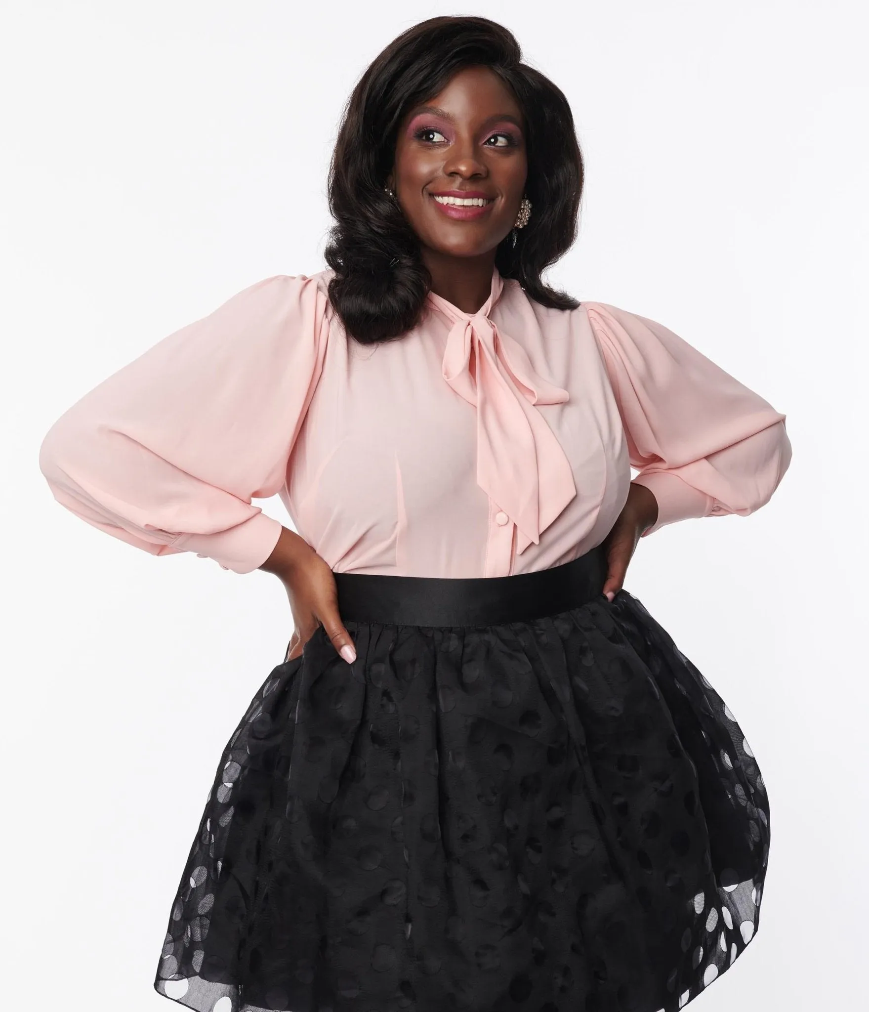 Unique Vintage Plus Size Light Pink Gwen Blouse sold by Unique Vintage product image thumbnail 3