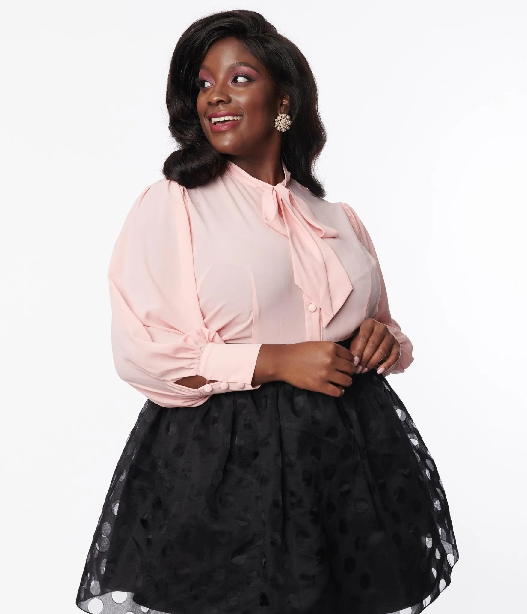 Unique Vintage Plus Size Light Pink Gwen Blouse sold by Unique Vintage product image thumbnail 4