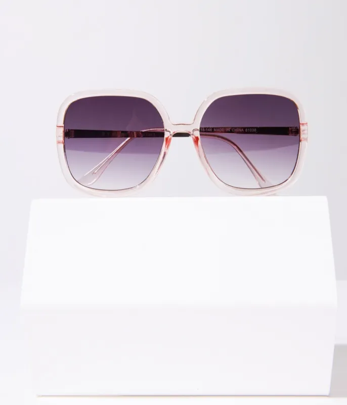 1970s Retro Light Pink Square Sunglasses sold by Unique Vintage