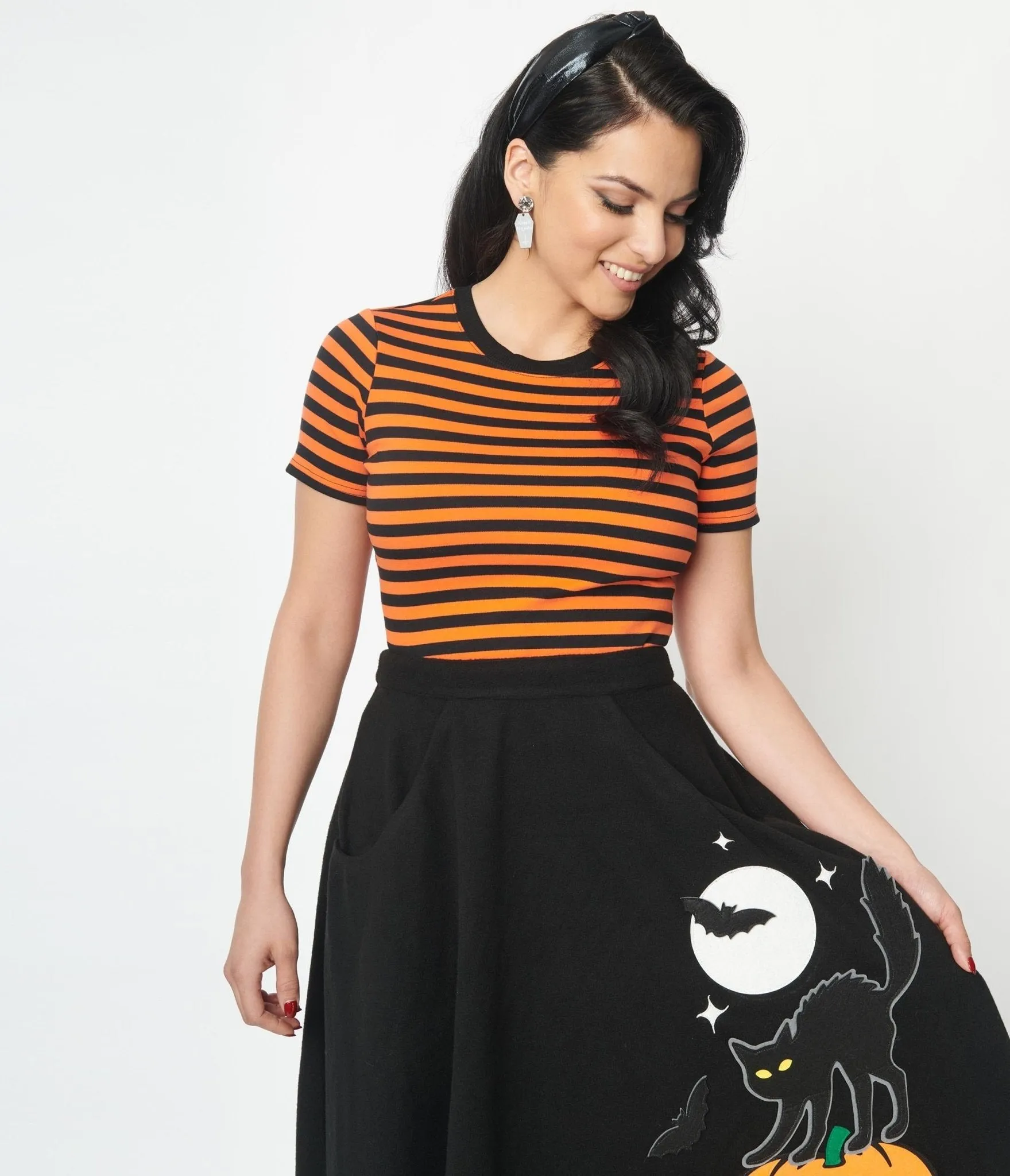 Unique Vintage Orange & Black Stripe Back To Basics Top sold by Unique Vintage