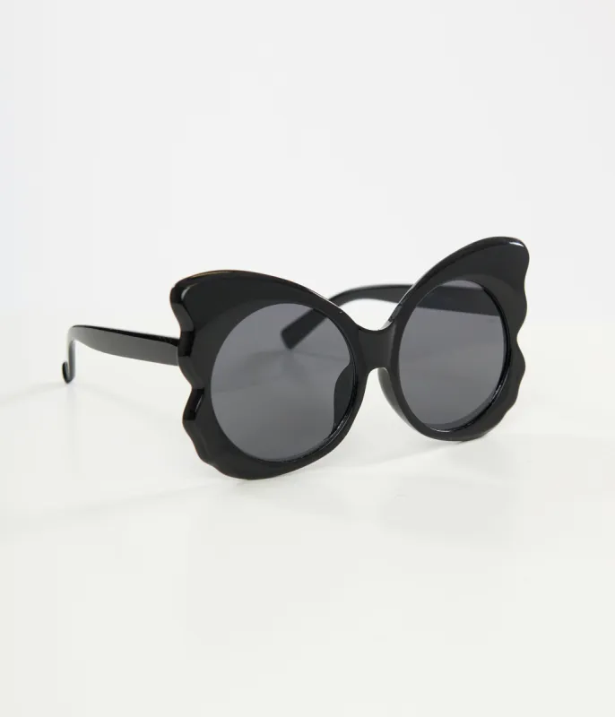 Miracle Eye 1960s Black Butterfly Sunglasses sold by Unique Vintage