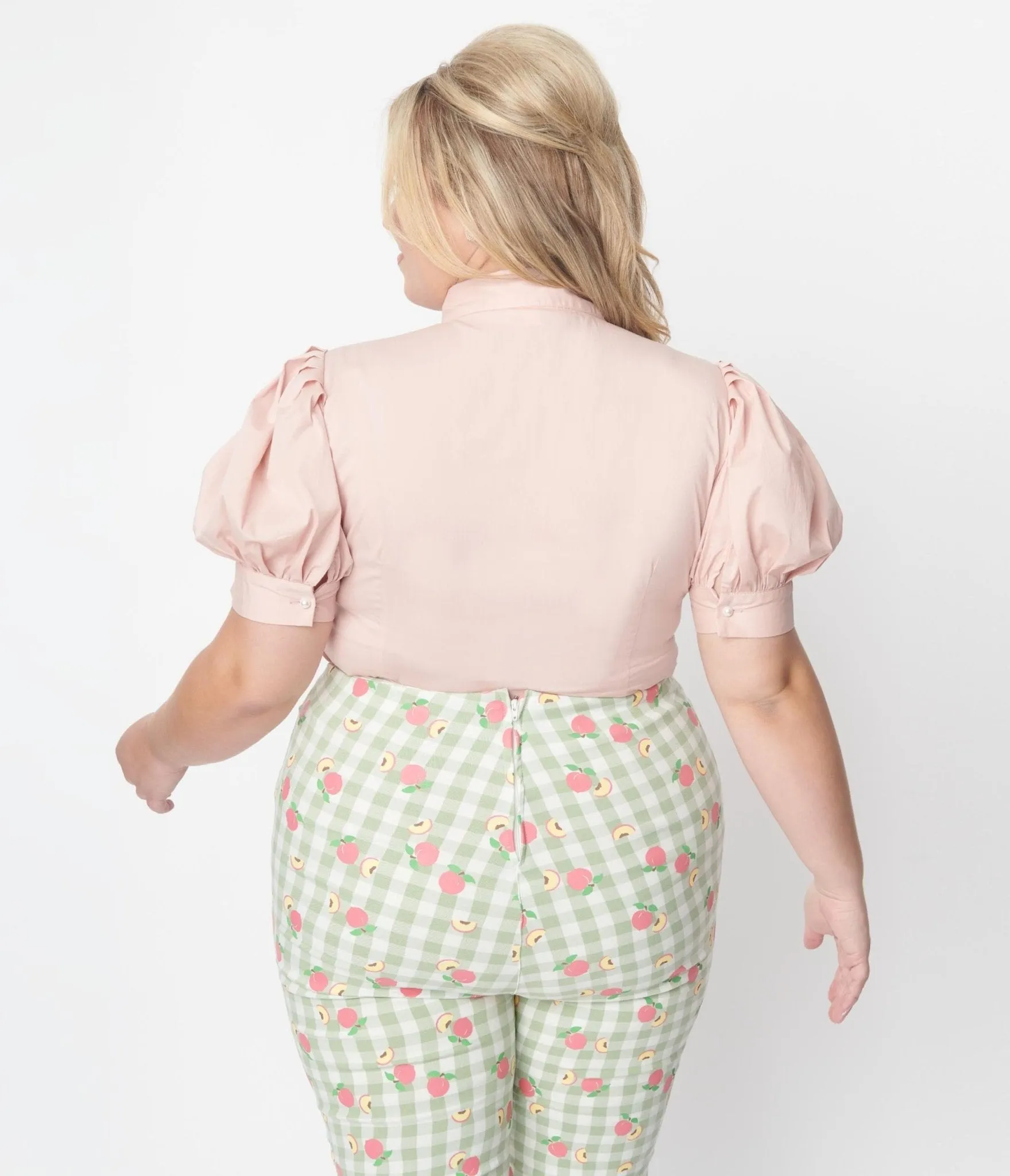 Plus Size Blush Pink Rhinestone Collar Blouse sold by Unique Vintage product image thumbnail 2