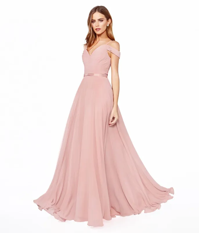 Ladivine by Cinderella Divine Dusty Rose Chiffon Prom Gown sold by Unique Vintage
