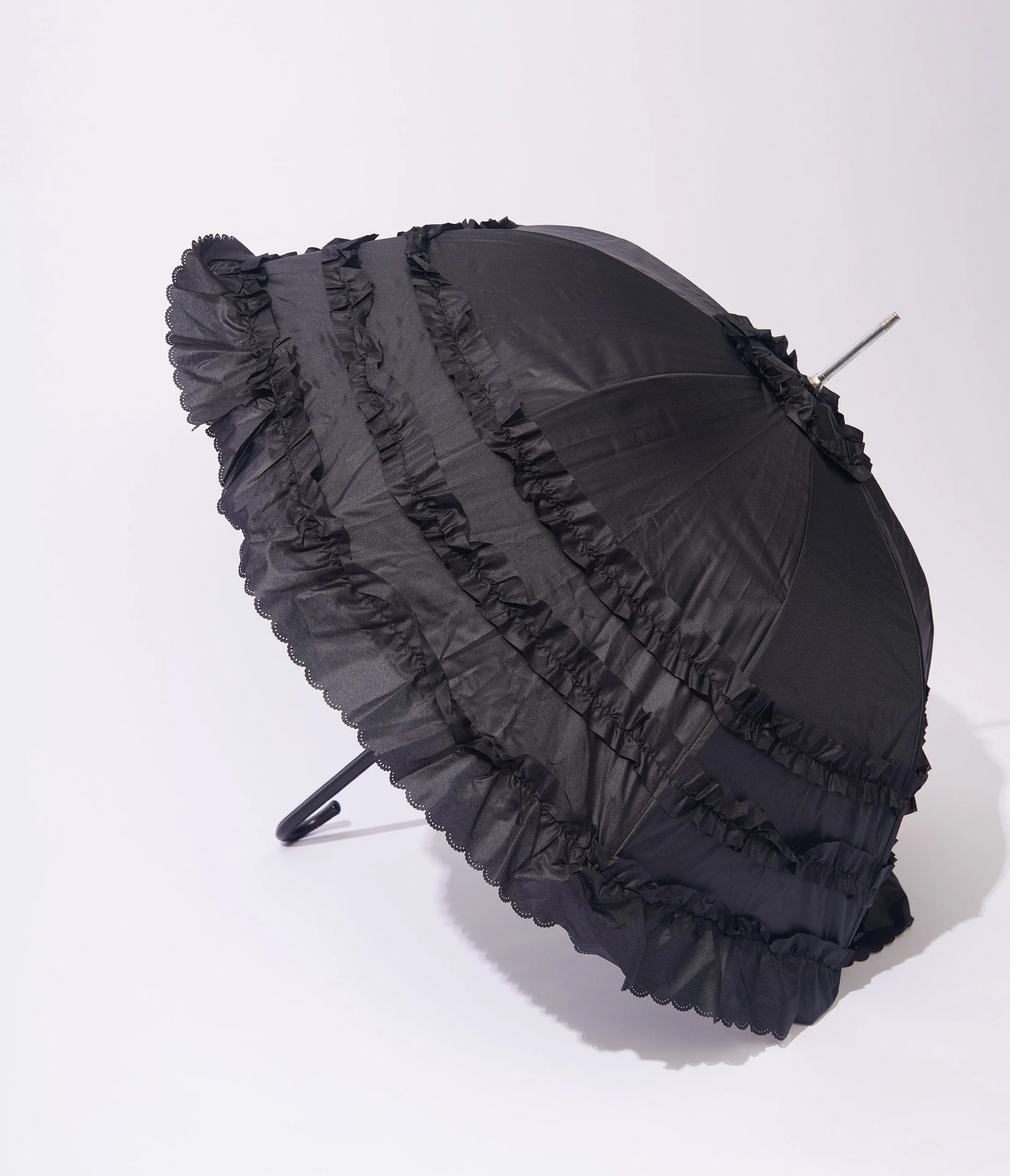 Unique Vintage Black Frill Victorian Umbrella sold by Unique Vintage