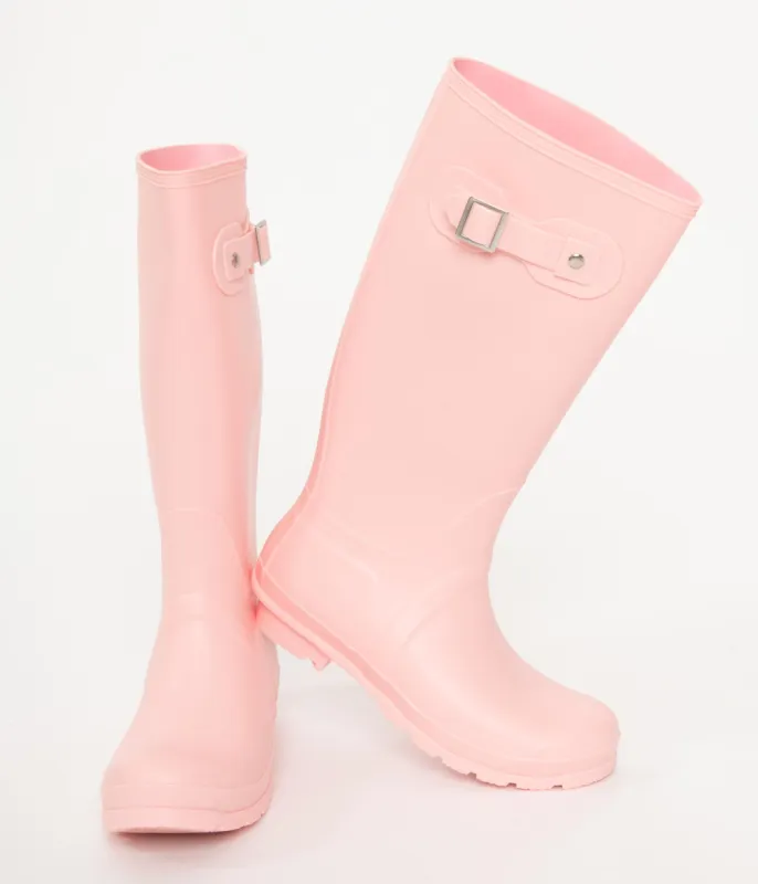 Candy Floss Pink Rubber Rain Boots sold by Unique Vintage
