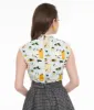 Retrolicious 1950s Light Blue Cat Print Cotton Bow Top sold by Unique Vintage