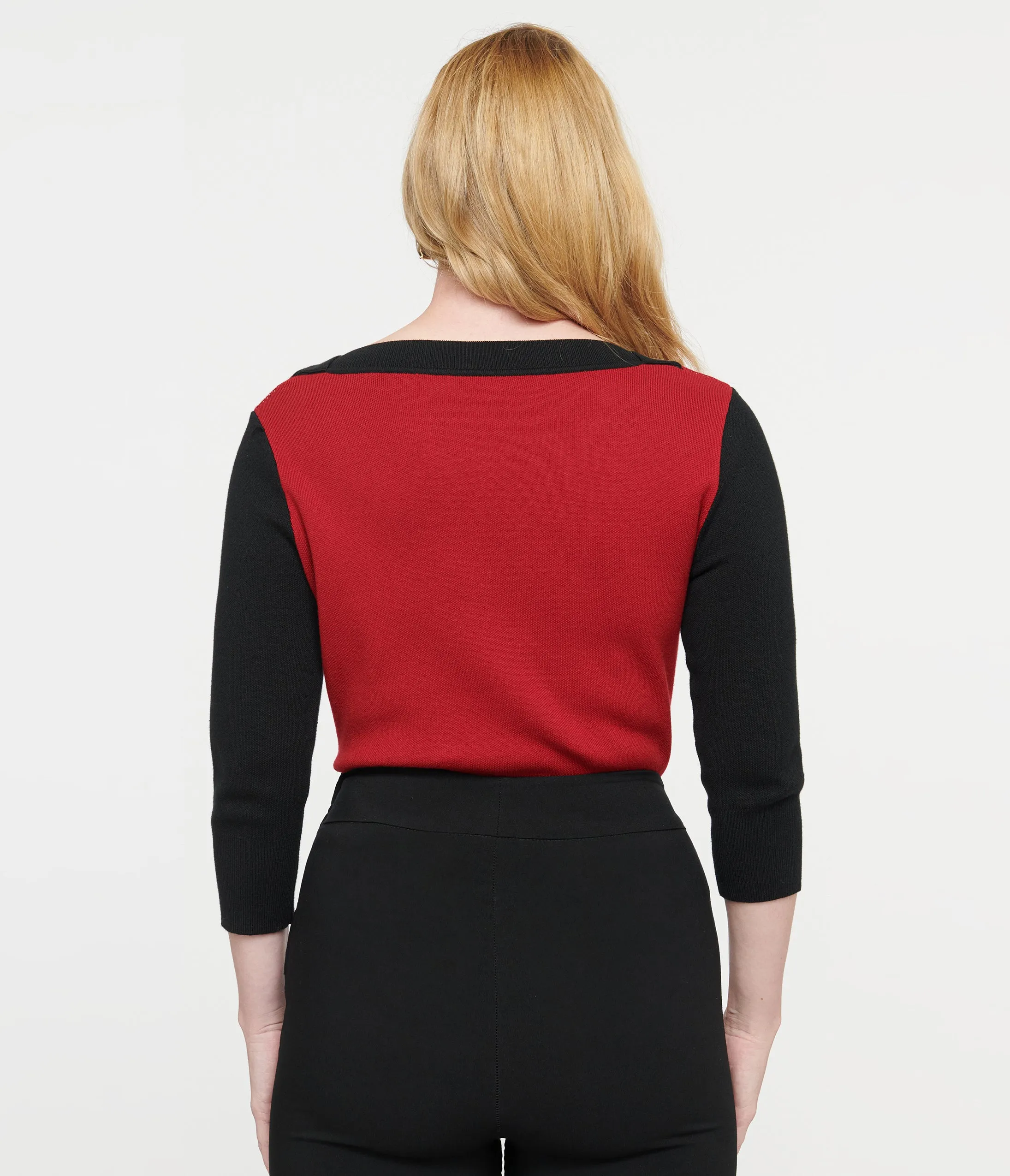 Unique Vintage 1950s Burgundy & Black Cat Sleeve Minou Sweater sold by Unique Vintage product image thumbnail 2