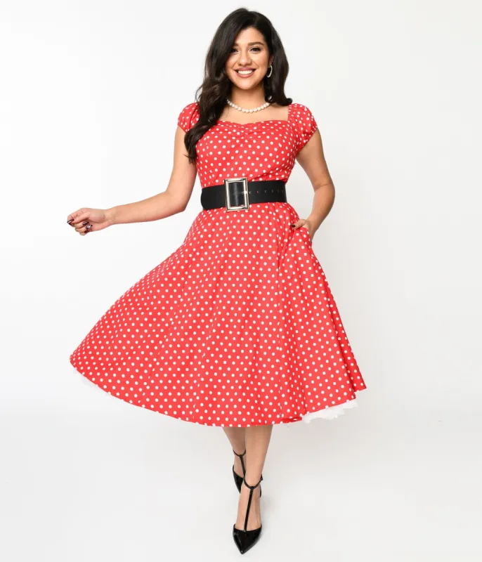 Red & White Polka Dot Sweet Spot Swing Dress sold by Unique Vintage