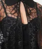Unique Vintage Black Glitter Spiderweb Mesh Cape sold by Unique Vintage