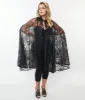 Unique Vintage Black Glitter Spiderweb Mesh Cape sold by Unique Vintage